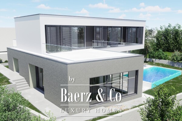 photo 4 Kaštel Novi, modern villa under construction with pool and sea view.